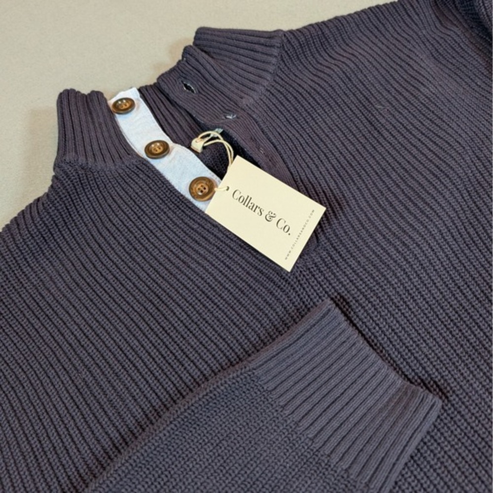 Collars‎ & Co. Mens Pure Cotton Knit 4 Button Mock Neck Sweater Size XXXL